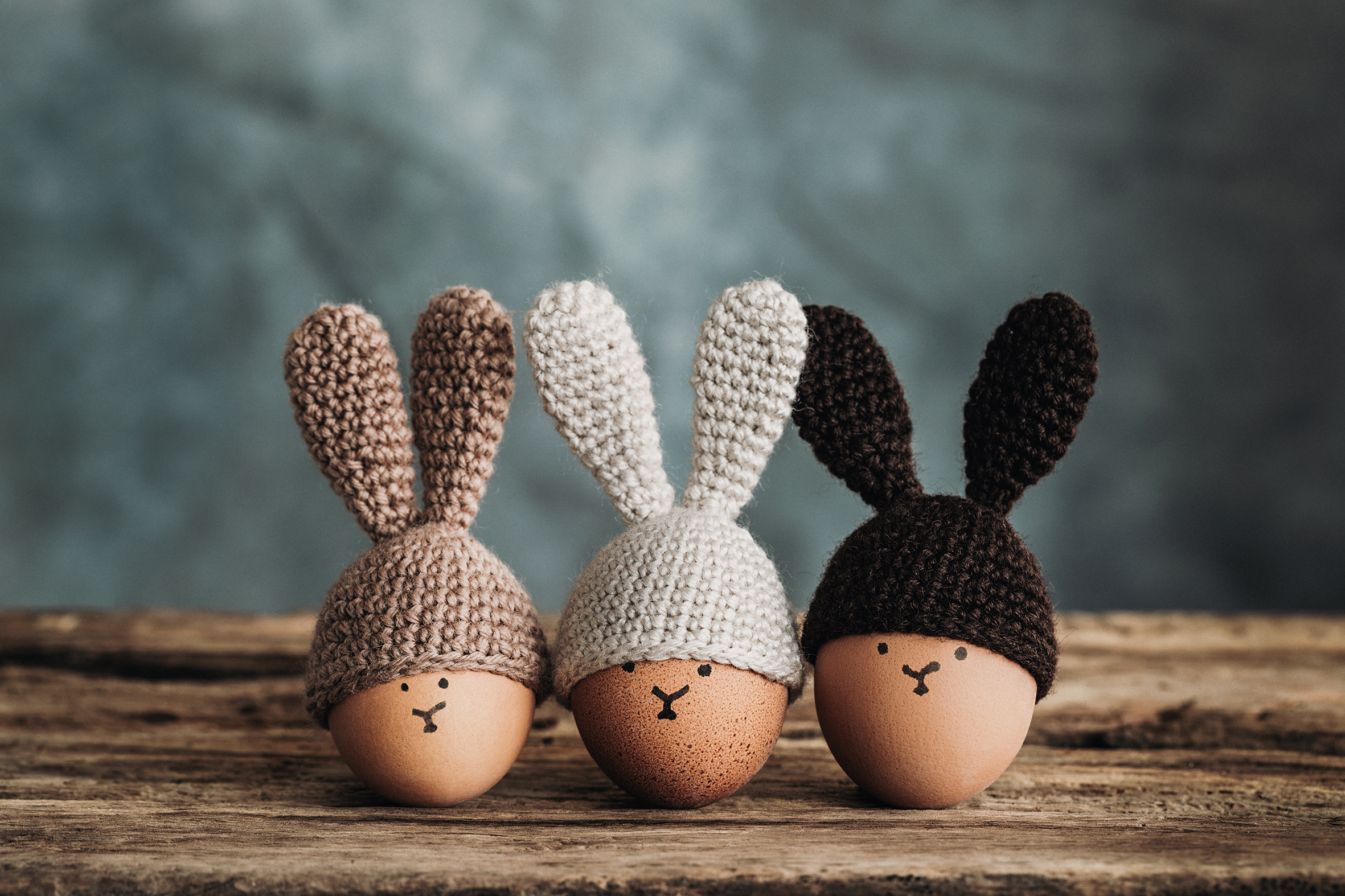 Wenn Sie stricken oder häkeln können oder es noch lernen wollen, ist auch das eine sehr süße Idee: Eierwärmer in Hasenohren-Optik! Vielleicht noch mit Permanentmarker ein kleines Hasengesicht aufmalen und die gekochten Eier sind das Highlight am Oster-Frühstückstisch.