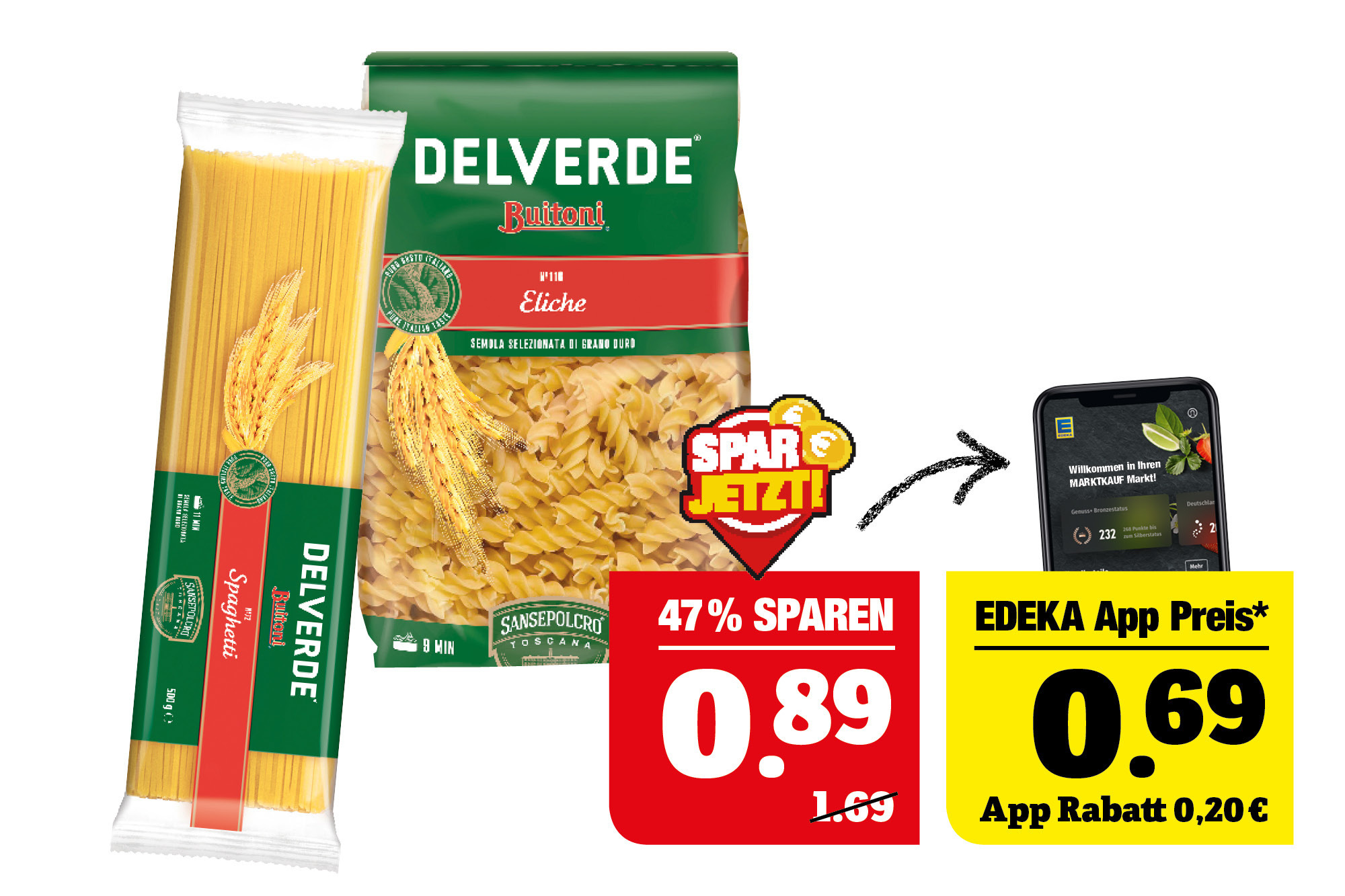 Delverde‍ ‍Buitoni italienische Pasta - verschiedene Ausformungen; 500 g Packung; 1 kg = 1,78; Ausgenommen Lasagne.
