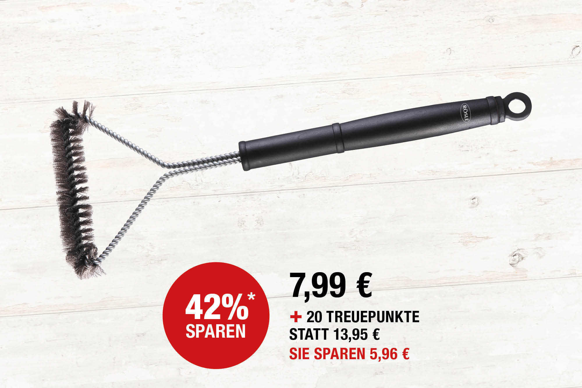 Grillrost-Reinigungsbürste. Stahl, L 35 x B 16 cm. Für Grillroste und Grillplatten aus Edelstahl, Chrom oder Emaille. Mit ergonomischem Griff, beidseitig verwendbar.