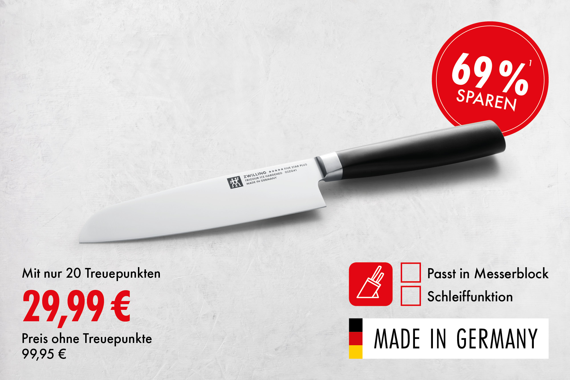Santokumesser (180 mm): Das asiatische Gegenstück zum Kochmesser, perfekt zum Schneiden von Fleisch, Fisch und Gemüse. Alle ZWILLING Santokumesser besitzen einen besonders schmalen Schneidenwinkel.