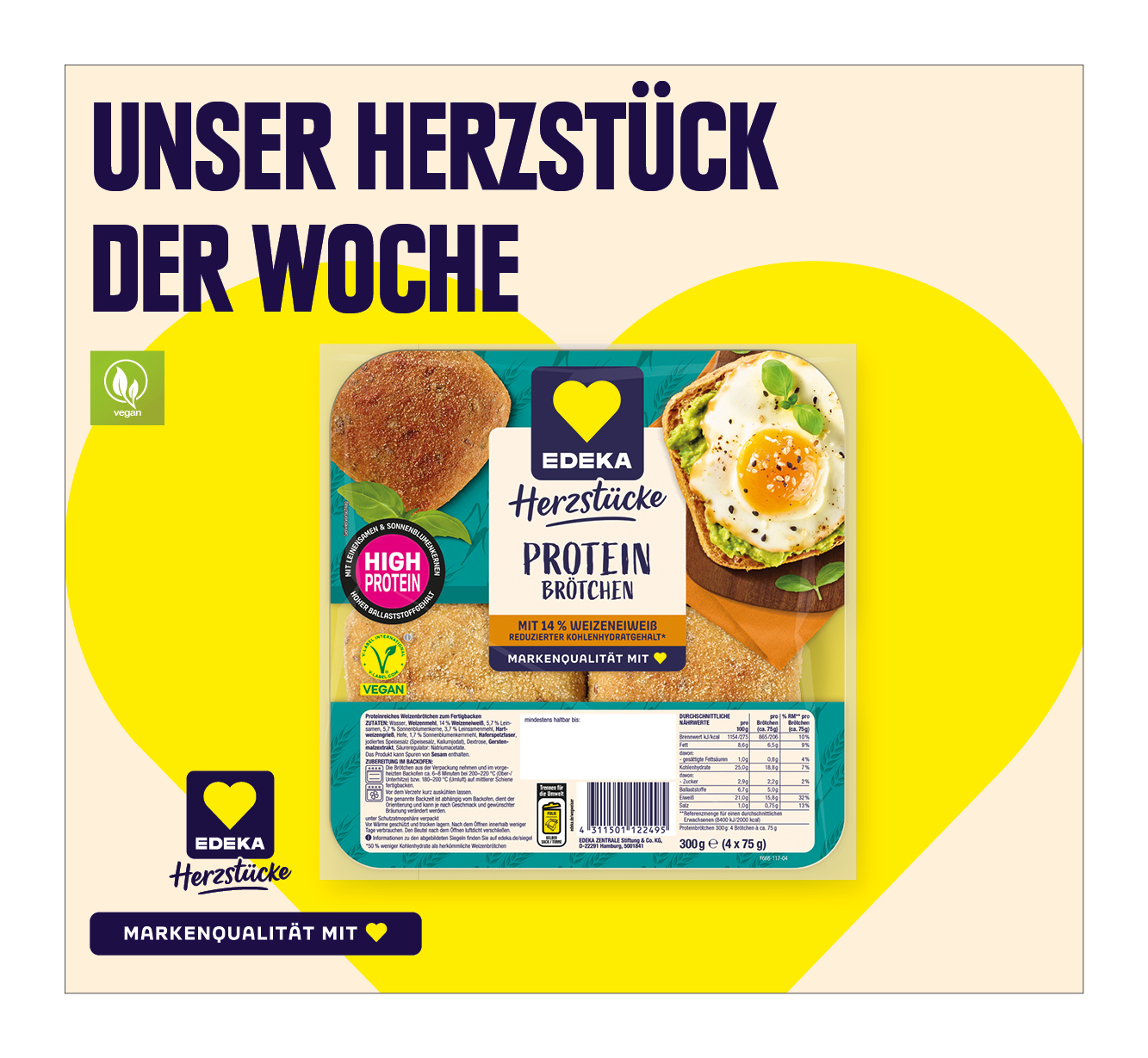 EDEKA Herzstücke<br />
‍Proteinbrötchen
