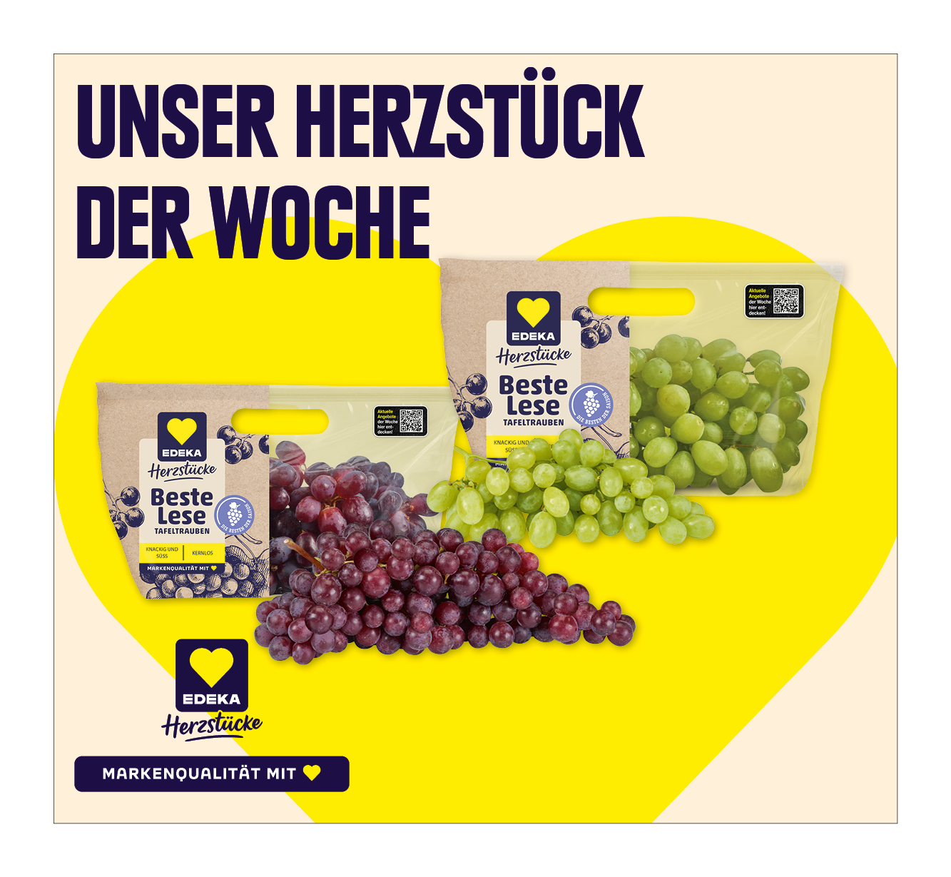 EDEKA Herzstücke<br />
‍Beste Lese<br />
Tafeltrauben <br />
hell  oder ‍‍rot