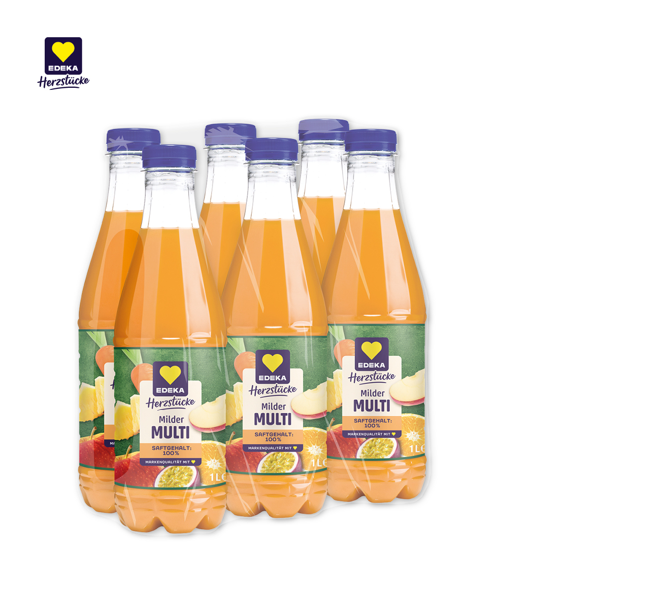 EDEKA Herzstücke<br />
‍Milder Multi, Milder Apfel <br />
oder Milde Orange<br />
‍‍6 x 1 Liter Packung