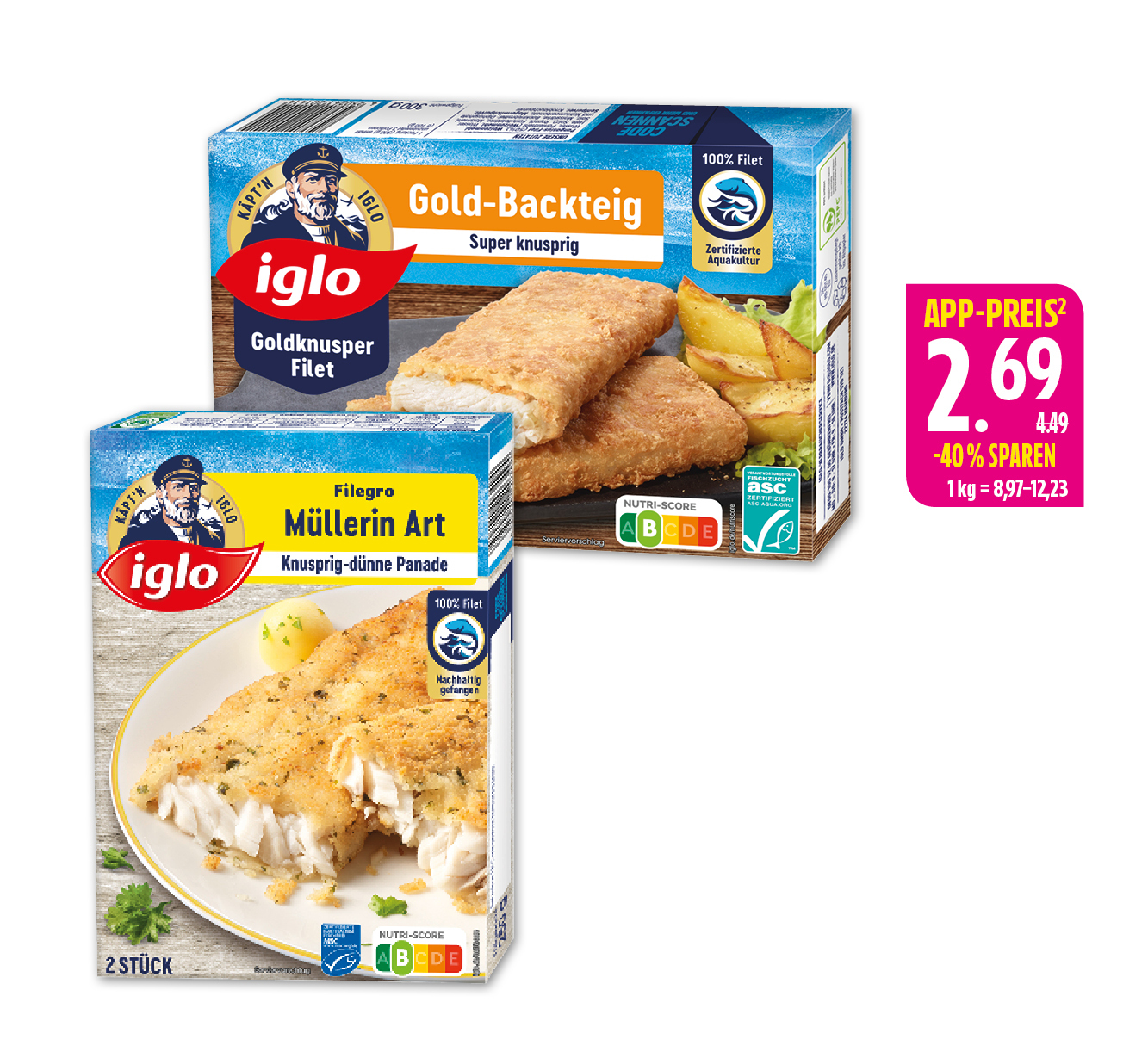 iglo<br />
‍Filegro oder ‍‍Goldknusper Filet