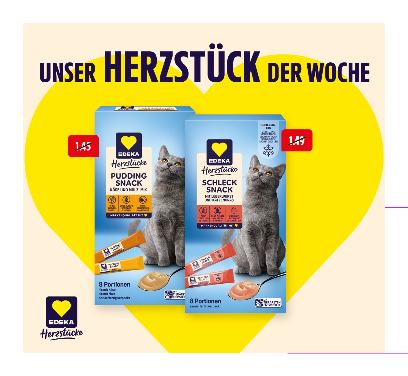 EDEKA Herzstücke <br />
Schleck oder ‍‍Pudding Snack