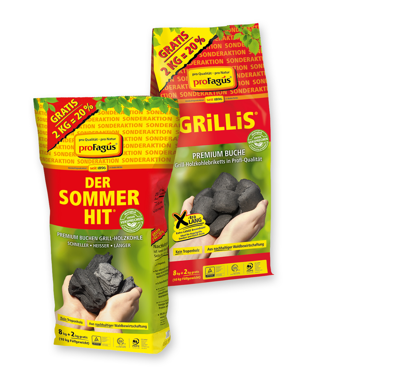 Profagus Grillholzkohle „Der Sommer Hit“ oder Grillholzkohlebriketts