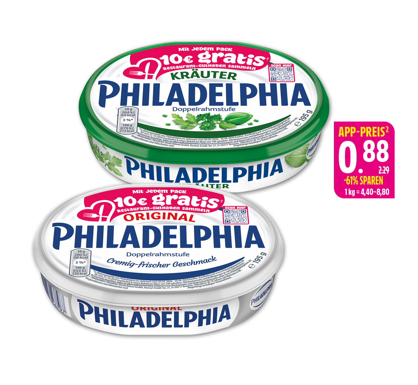Philadelphia Frischkäse oder -zubereitung