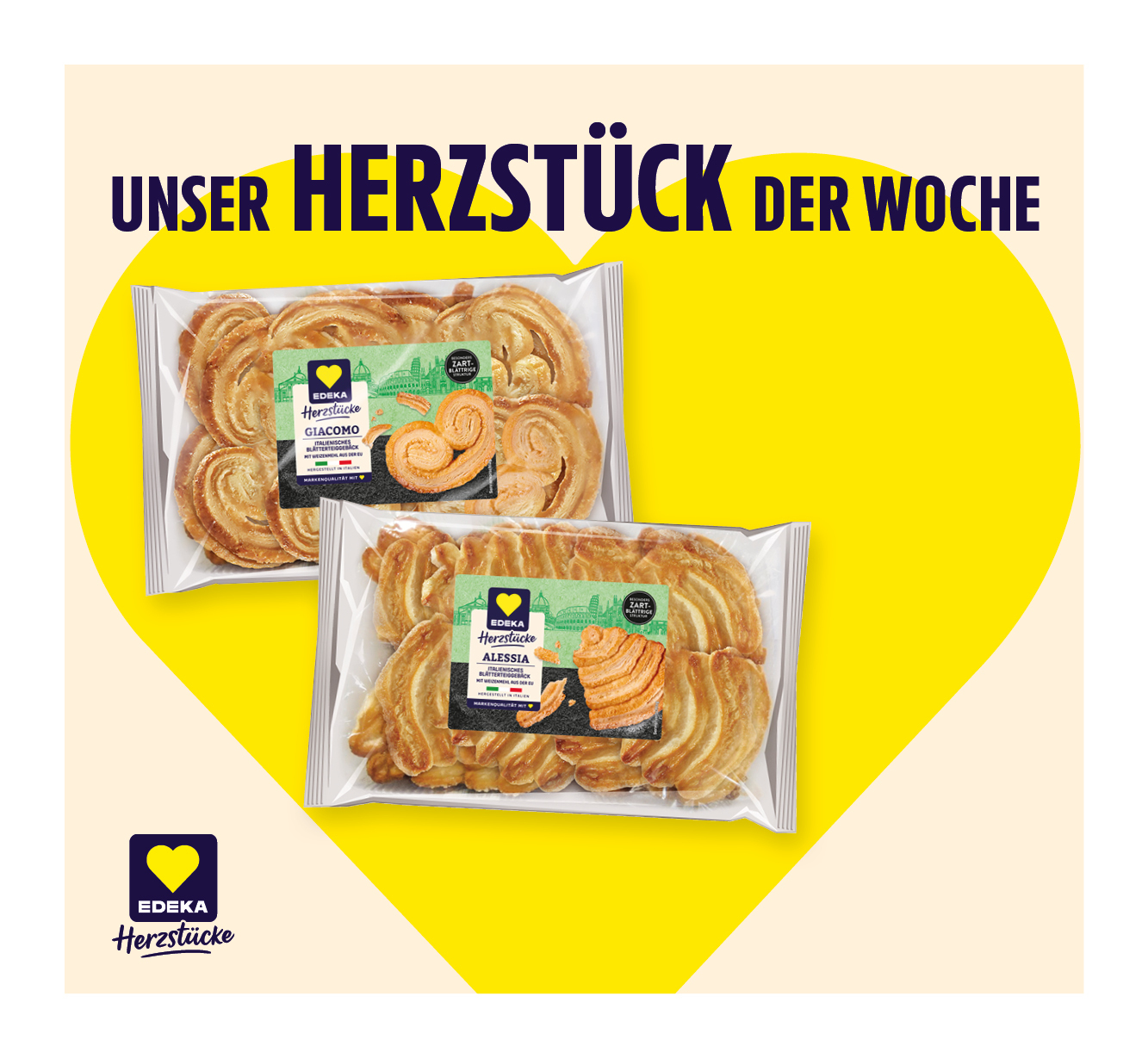 EDEKA Herzstücke <br />
Giacomo oder Alessia Blätterteig Gebäck