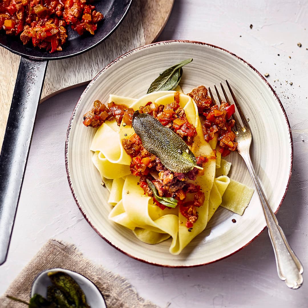 Fettuccine mit Entenragout