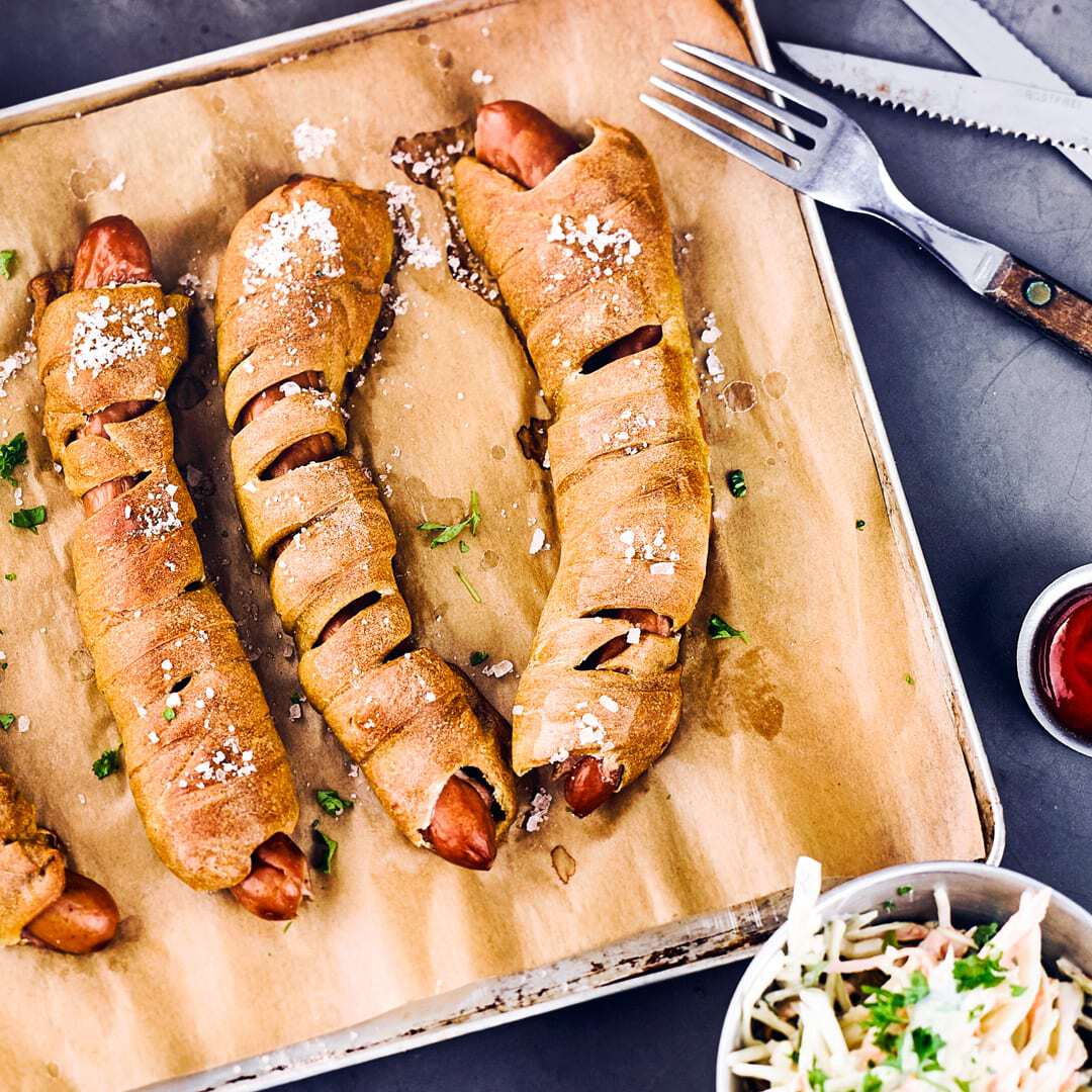 Pretzeldog mit Cole Slaw