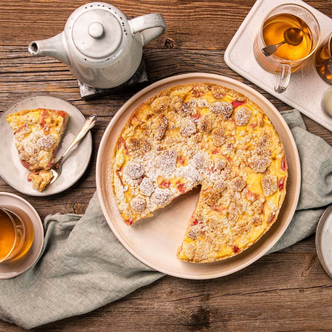Rhabarberkuchen mit Pudding