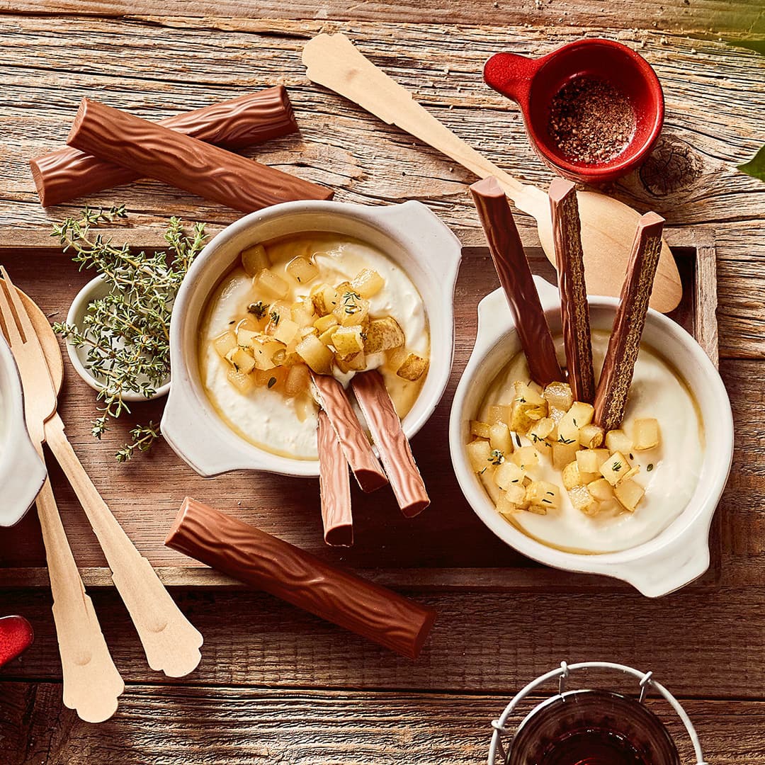 Ricottamousse mit Birnenragout und duplo