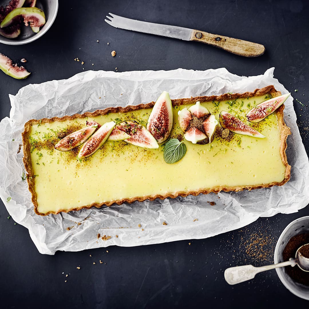 Vanillecreme-Tarte mit Feige