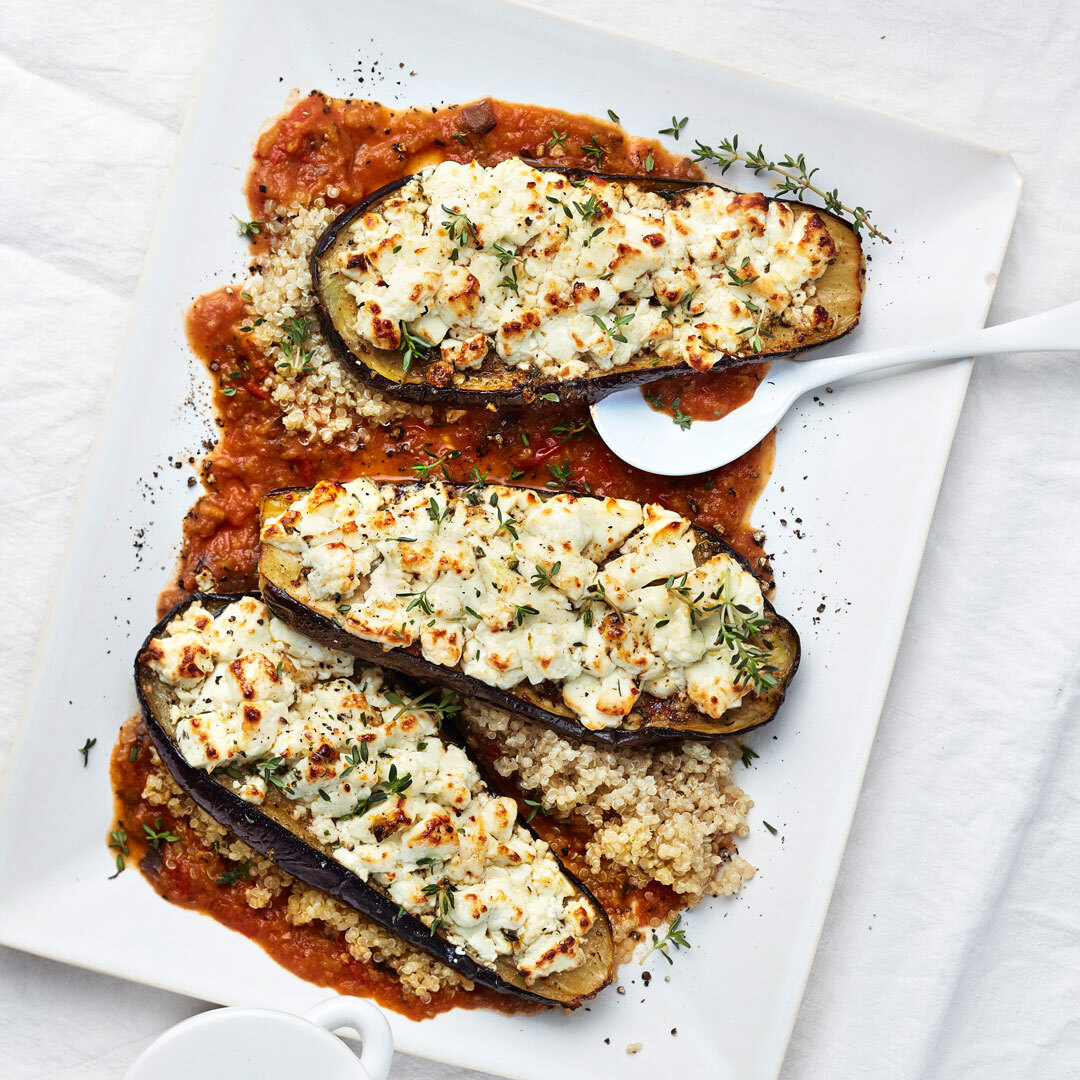 Gratinierte Auberginen mit Gemüsesauce