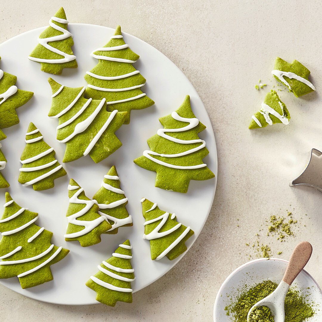 Matcha Tannenbaum Plätzchen