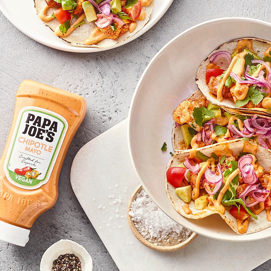 Tacos mit geröstetem Blumenkohl und Chipotle Mayonnaise