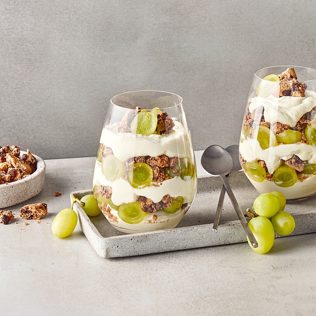 Weintrauben Dessert mit Cookies